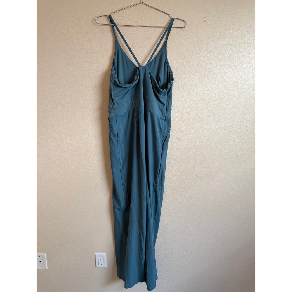 Halara Breeze Jumpsuit Size L Teal Blue Wide Leg Pockets Cross Back‎ Sleeveless - Picture 8 of 11